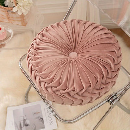 Veloura - Pleated Round Velvet Cushion