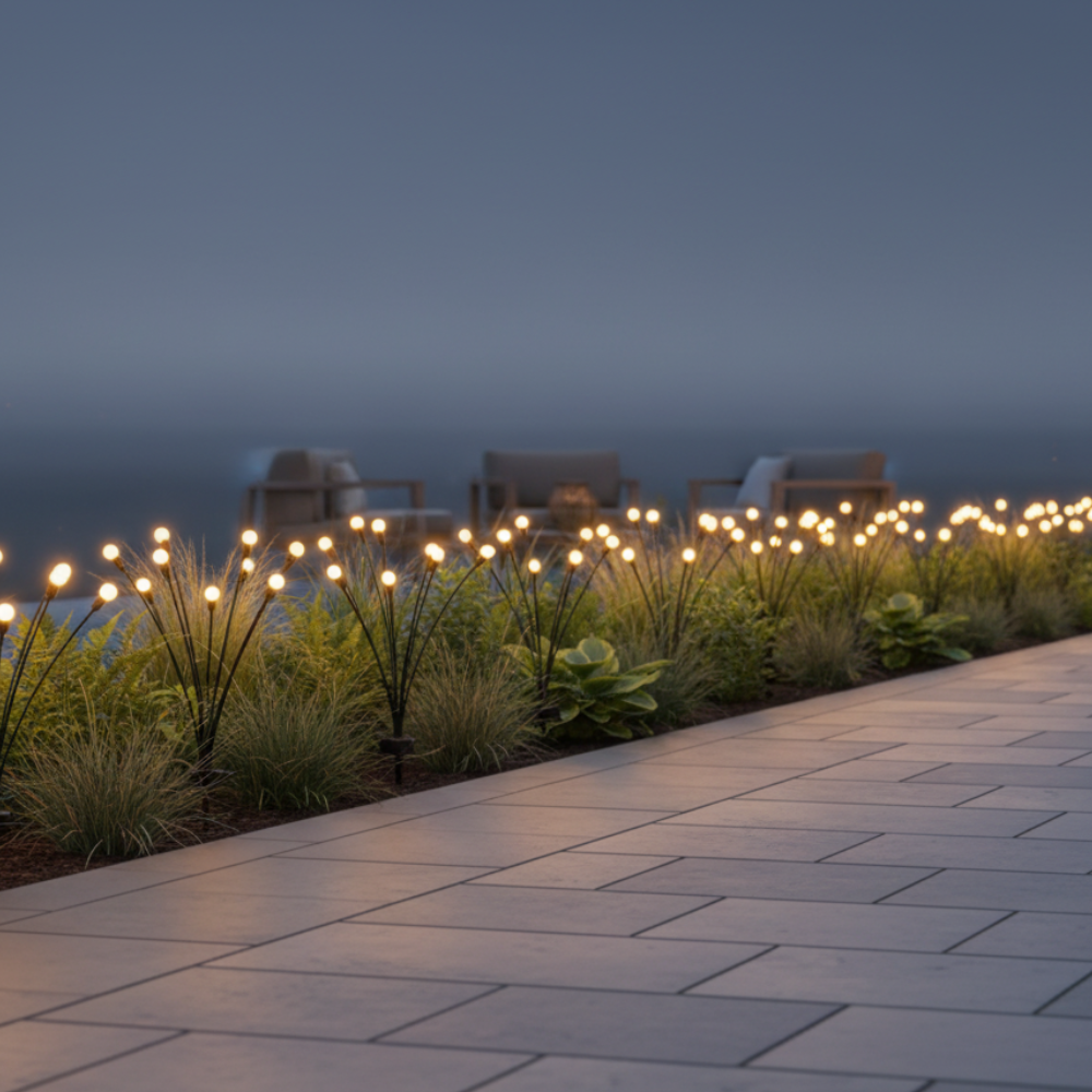 Luces solares elegantes de luciérnaga para jardín | Iluminación exterior impermeable con 120 lúmenes para un ambiente impresionante