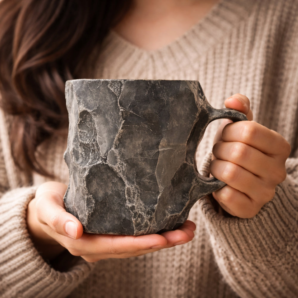 Elegant Stone Style Coffee Mug | Decorative Ceramic Drinkware for Daily Use