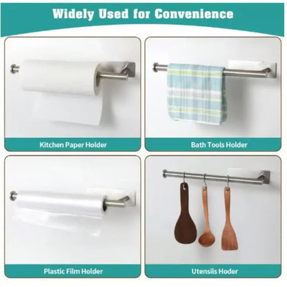 Elegant Wall Kitchen Paper Towel Holder with Drill-Free Installation | Space-Saving Design for Organized Surfaces