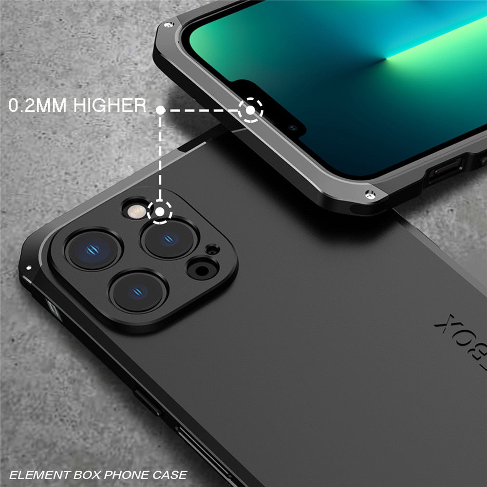 Reinforced Metal Frame iPhone Case with Camera Shield & Drop Protection for 14/15/16 Series