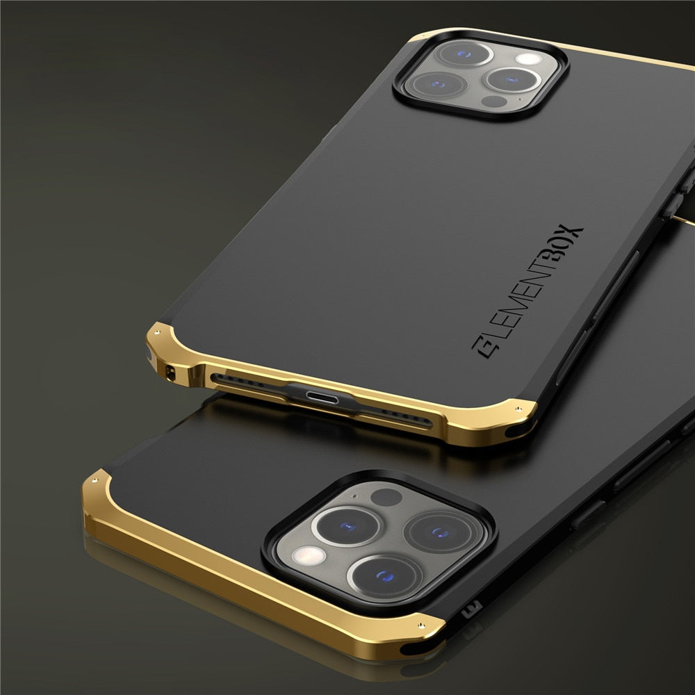 Reinforced Metal Frame iPhone Case with Camera Shield & Drop Protection for 14/15/16 Series