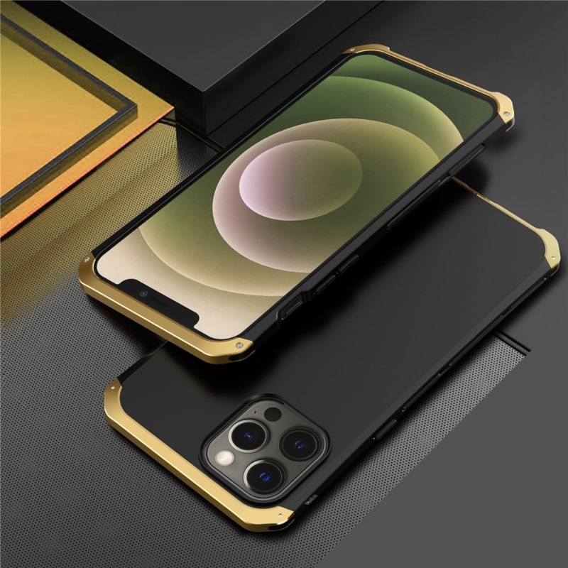 Reinforced Metal Frame iPhone Case with Camera Shield & Drop Protection for 14/15/16 Series