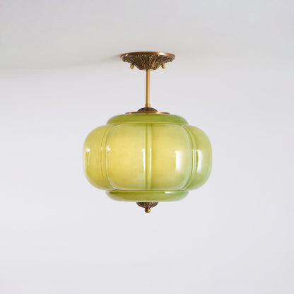 Ceiling Lamp with Textured Glass Dome 15-Inch Adjustable Drop for Countertops Tables Hallways Vintage-Style Overhead Fixture Gold Black Whit