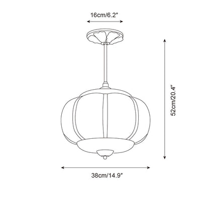 Ceiling Lamp with Textured Glass Dome 15-Inch Adjustable Drop for Countertops Tables Hallways Vintage-Style Overhead Fixture Gold Black Whit