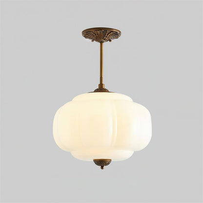 Ceiling Lamp with Textured Glass Dome 15-Inch Adjustable Drop for Countertops Tables Hallways Vintage-Style Overhead Fixture Gold Black Whit