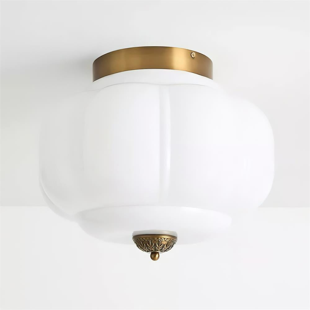 Flush Mount Glass Pendant Light 15 in Jade Green Shade Hardwired E26 E27 Socket Handblown Artisan Finish for Bedroom Bathroom Hallway Entryw