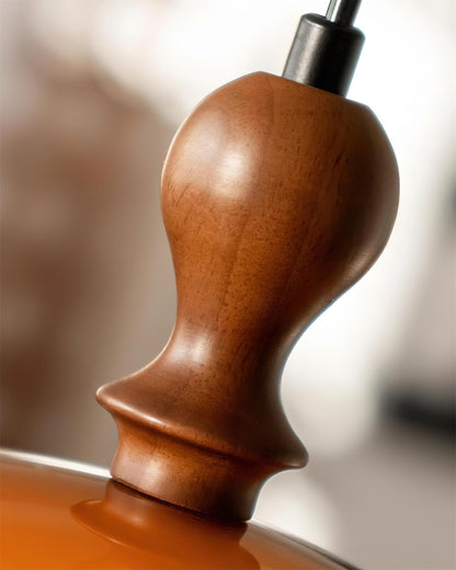 Hanging Ceiling Light Fixture with Walnut Wood Accent and Acrylic Shade 14 Inch Diameter for Kitchen Island Dining Room Table Adjustable Hei
