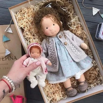 Handmade Cotton Waldorf Doll – Soft Cloth Baby Doll for Toddlers & Preschoolers – Natural Fabric Stuffed Toy for Imaginative Play, Sensory