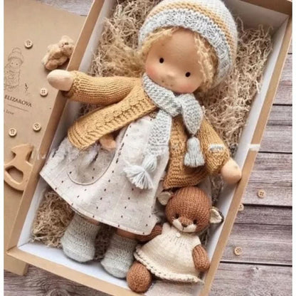 Handmade Cotton Waldorf Doll – Soft Cloth Baby Doll for Toddlers & Preschoolers – Natural Fabric Stuffed Toy for Imaginative Play, Sensory