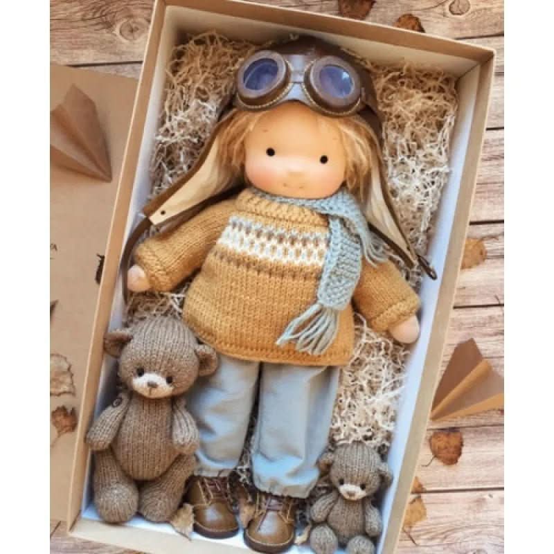 Handmade Cotton Waldorf Doll – Soft Cloth Baby Doll for Toddlers & Preschoolers – Natural Fabric Stuffed Toy for Imaginative Play, Sensory