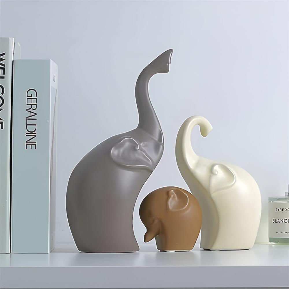 Elephant Sculpture Set - High-Quality Resin, Abstract Design