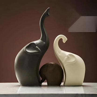 Elephant Sculpture Set - High-Quality Resin, Abstract Design