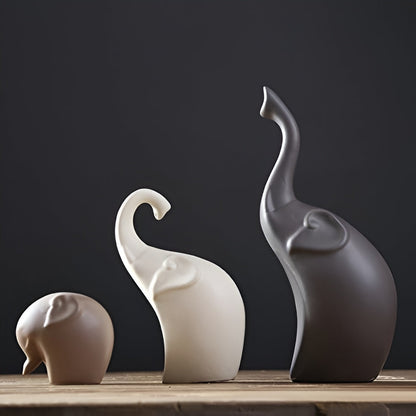 Elephant Sculpture Set - High-Quality Resin, Abstract Design