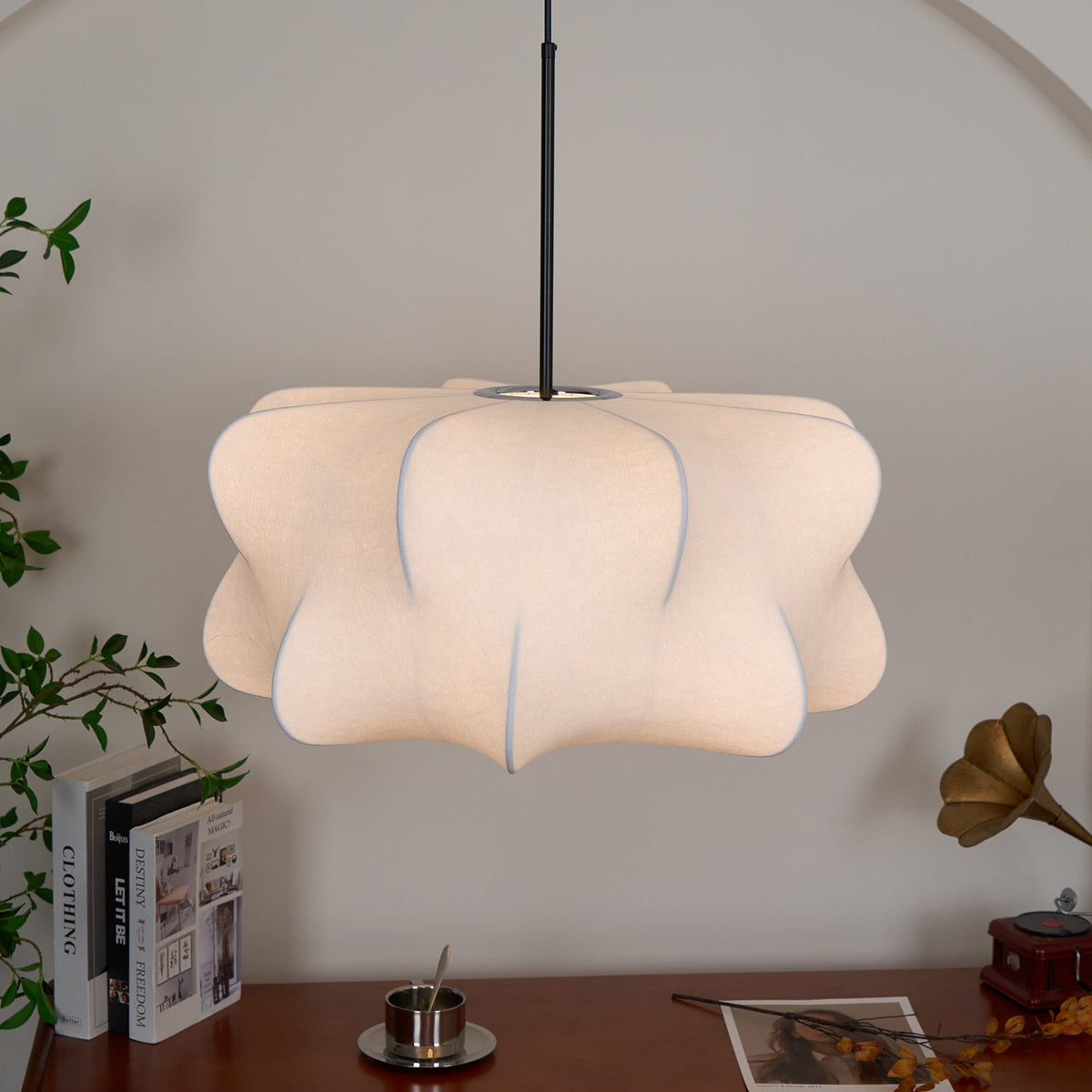 3-Light Silk Cloud Hanging Fixture White 24 in Adjustable Ceiling Mount E27 for Dining Room Living Room Kitchen Modern Indoor Overhead Light
