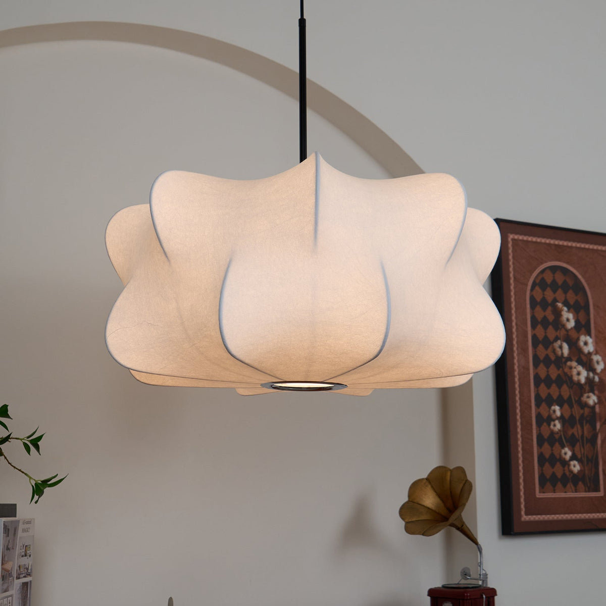 3-Light Silk Cloud Hanging Fixture White 24 in Adjustable Ceiling Mount E27 for Dining Room Living Room Kitchen Modern Indoor Overhead Light