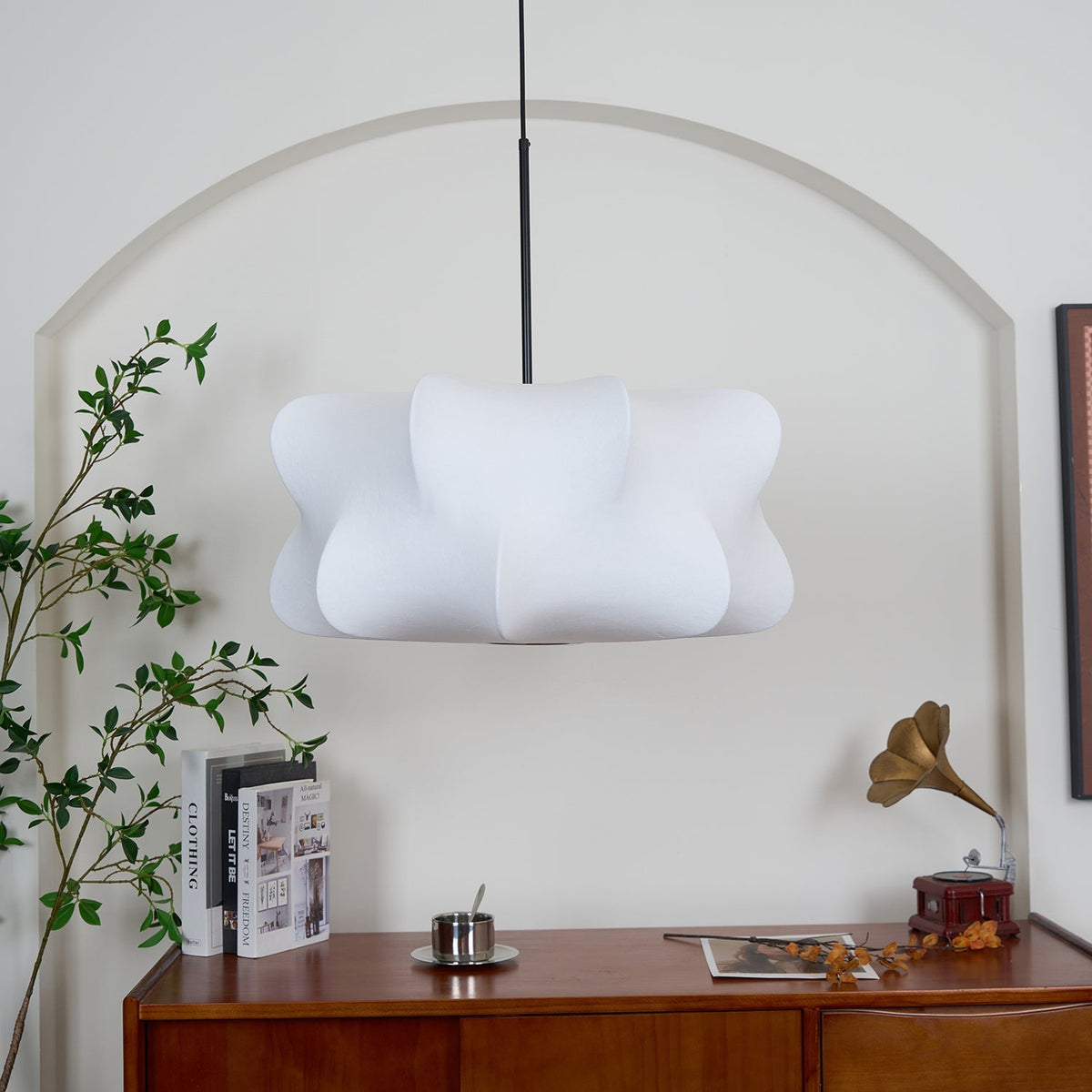 3-Light Silk Cloud Hanging Fixture White 24 in Adjustable Ceiling Mount E27 for Dining Room Living Room Kitchen Modern Indoor Overhead Light