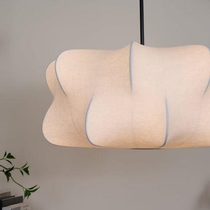 3-Light Silk Cloud Hanging Fixture White 24 in Adjustable Ceiling Mount E27 for Dining Room Living Room Kitchen Modern Indoor Overhead Light