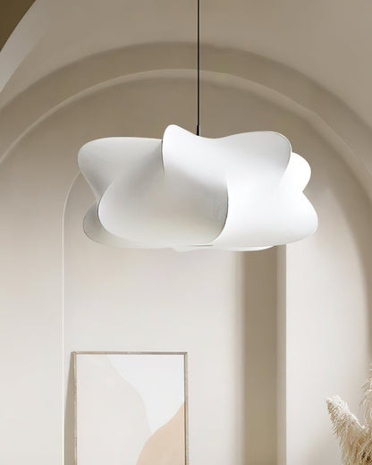 3-Light Silk Cloud Hanging Fixture White 24 in Adjustable Ceiling Mount E27 for Dining Room Living Room Kitchen Modern Indoor Overhead Light