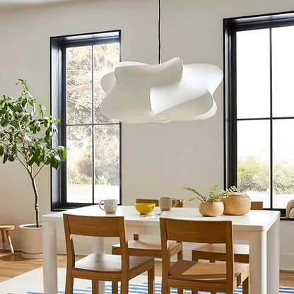 3-Light Silk Cloud Hanging Fixture White 24 in Adjustable Ceiling Mount E27 for Dining Room Living Room Kitchen Modern Indoor Overhead Light