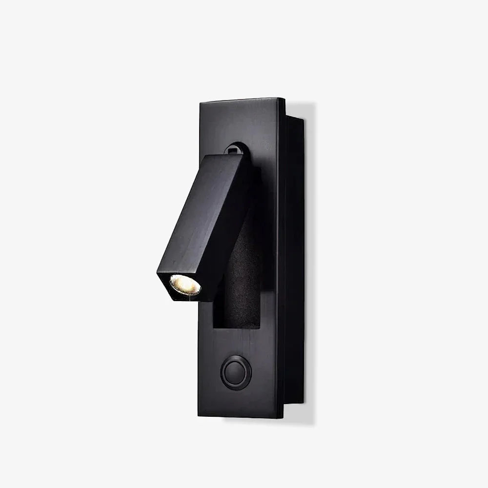 Recessed LED Reading Light 2 in Aluminum Adjustable Bedside Sconce Black Flush Mount for Bedroom Wall Nightstand Task Lighting Hidden Switch
