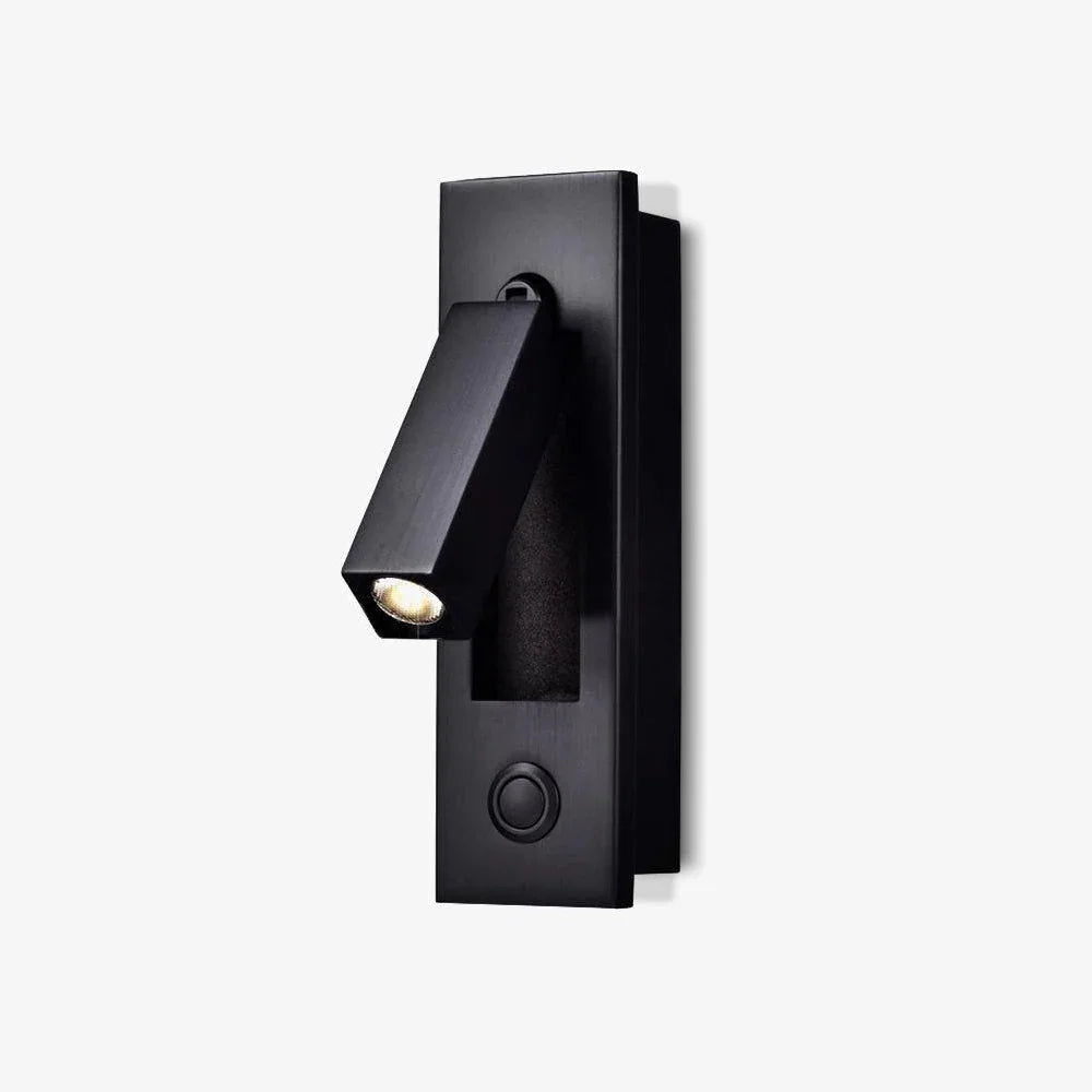 Recessed LED Reading Light 2 in Aluminum Adjustable Bedside Sconce Black Flush Mount for Bedroom Wall Nightstand Task Lighting Hidden Switch