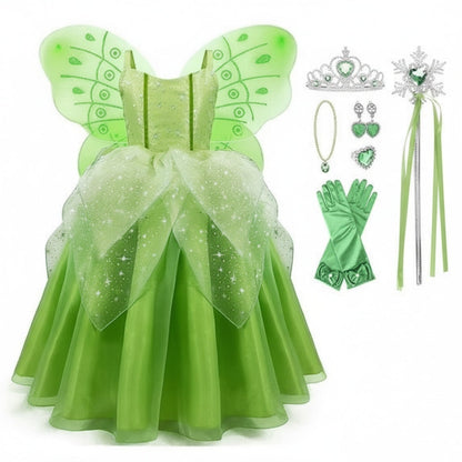 Encantador conjunto de disfraz de princesa de hadas para niñas con accesorios | Vestuario mágico para Halloween y eventos especiales