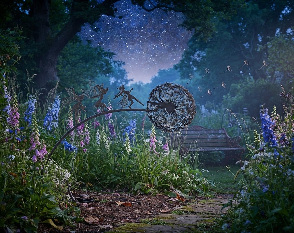 Decoración de jardín caprichosa | Molinillo de viento de hada danzante con tallo de metal | Movimiento encantador para espacios al aire libre