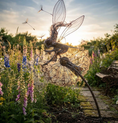Decoración de jardín caprichosa | Molinillo de viento de hada danzante con tallo de metal | Movimiento encantador para espacios al aire libre