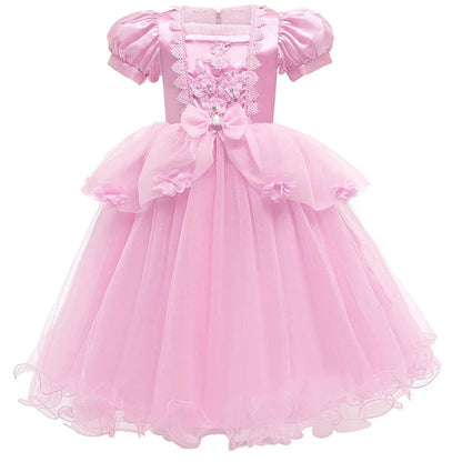 Vestido de princesa encantador | Vestido de fiesta de encaje para niñas con mangas abullonadas | Perfecto para Halloween y eventos especiales