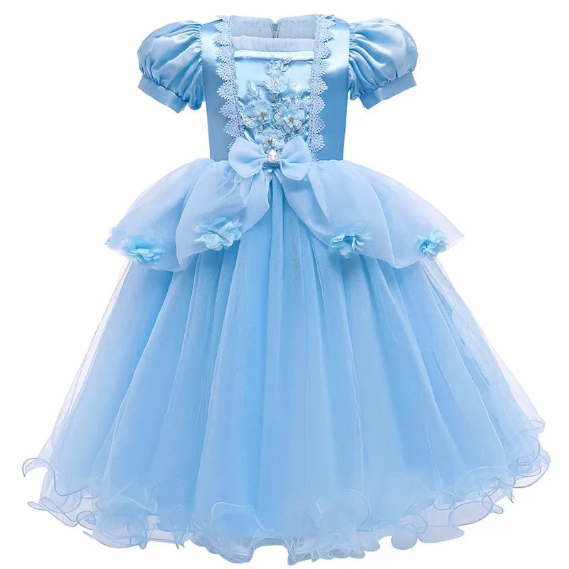 Vestido de princesa encantador | Vestido de fiesta de encaje para niñas con mangas abullonadas | Perfecto para Halloween y eventos especiales