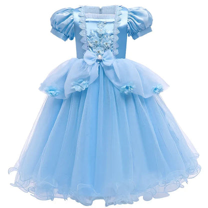 Vestido de princesa encantador | Vestido de fiesta de encaje para niñas con mangas abullonadas | Perfecto para Halloween y eventos especiales