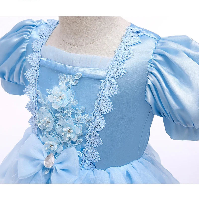 Vestido de princesa encantador | Vestido de fiesta de encaje para niñas con mangas abullonadas | Perfecto para Halloween y eventos especiales