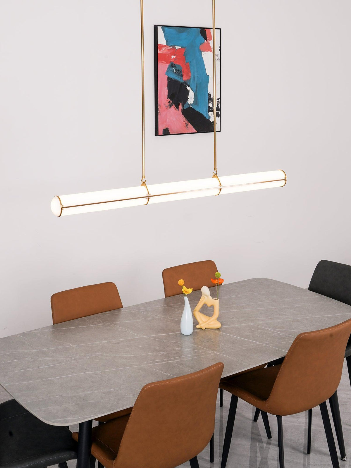 Linear Adjustable LED Overhead Fixture 59-Inch Metal Acrylic Three Color Temperatures for Dining Room Kitchen Living Space Modern Interior L