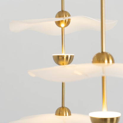 LED Pendant Light Fixture Gold Finish 16-24 in Hanging Chandelier for Kitchen Island Dining Room Living Room with Adjustable Rod Three Color