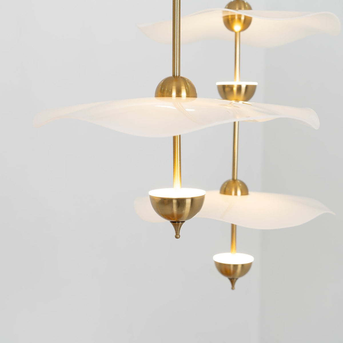 LED Pendant Light Fixture Gold Finish 16-24 in Hanging Chandelier for Kitchen Island Dining Room Living Room with Adjustable Rod Three Color