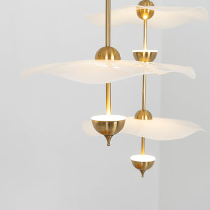 LED Pendant Light Fixture Gold Finish 16-24 in Hanging Chandelier for Kitchen Island Dining Room Living Room with Adjustable Rod Three Color