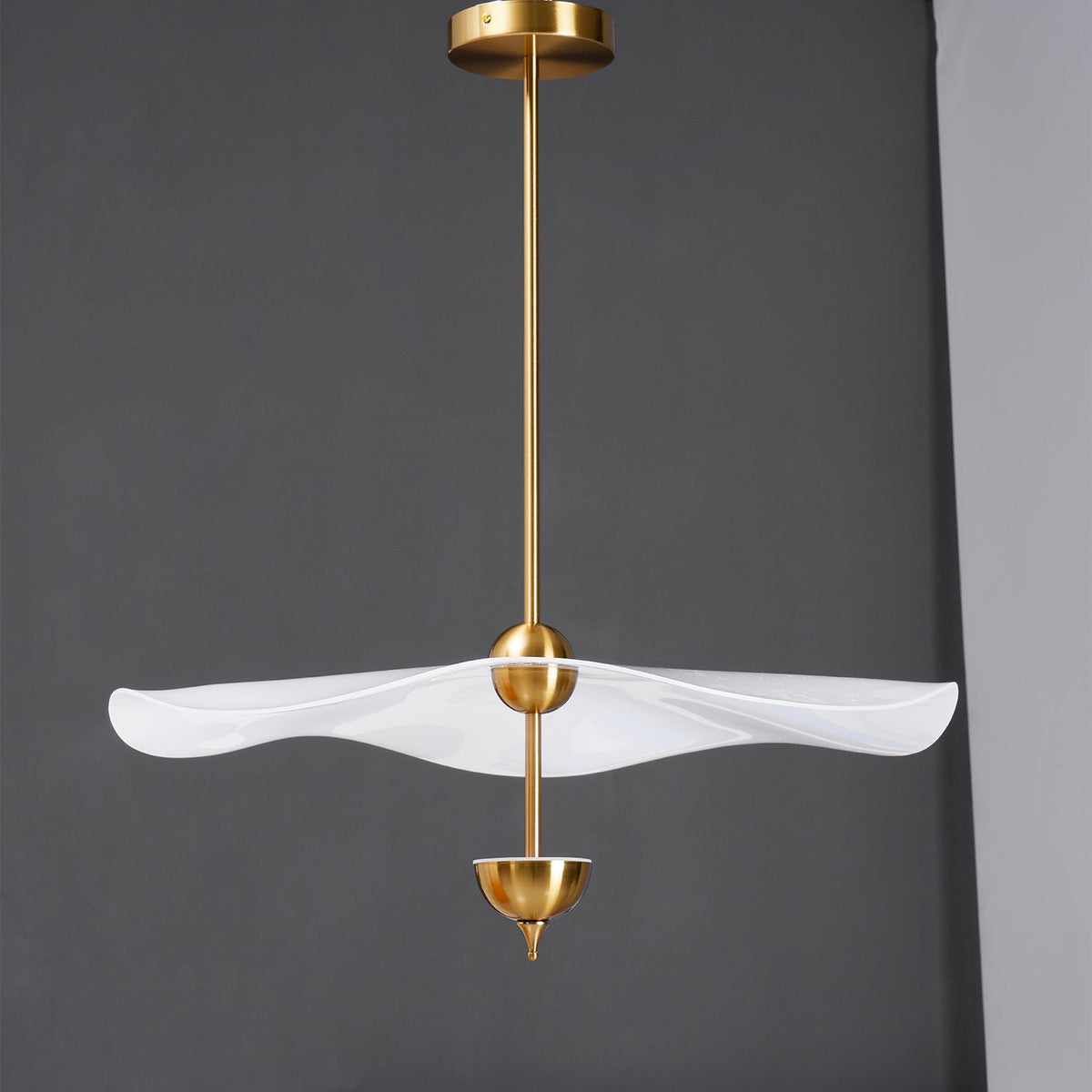 LED Pendant Light Fixture Gold Finish 16-24 in Hanging Chandelier for Kitchen Island Dining Room Living Room with Adjustable Rod Three Color