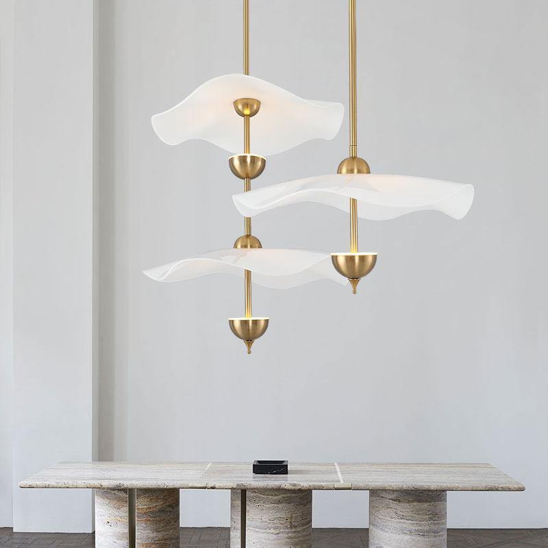 LED Pendant Light Fixture Gold Finish 16-24 in Hanging Chandelier for Kitchen Island Dining Room Living Room with Adjustable Rod Three Color
