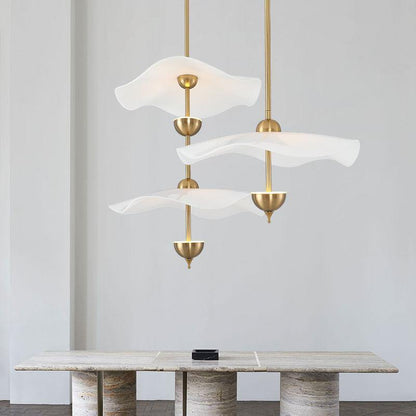 LED Pendant Light Fixture Gold Finish 16-24 in Hanging Chandelier for Kitchen Island Dining Room Living Room with Adjustable Rod Three Color