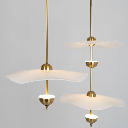 LED Pendant Light Fixture Gold Finish 16-24 in Hanging Chandelier for Kitchen Island Dining Room Living Room with Adjustable Rod Three Color