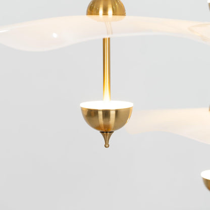 LED Pendant Light Fixture Gold Finish 16-24 in Hanging Chandelier for Kitchen Island Dining Room Living Room with Adjustable Rod Three Color
