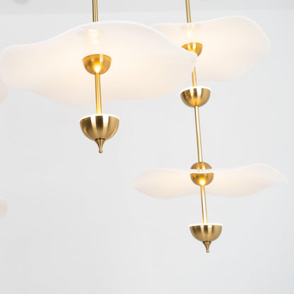LED Pendant Light Fixture Gold Finish 16-24 in Hanging Chandelier for Kitchen Island Dining Room Living Room with Adjustable Rod Three Color