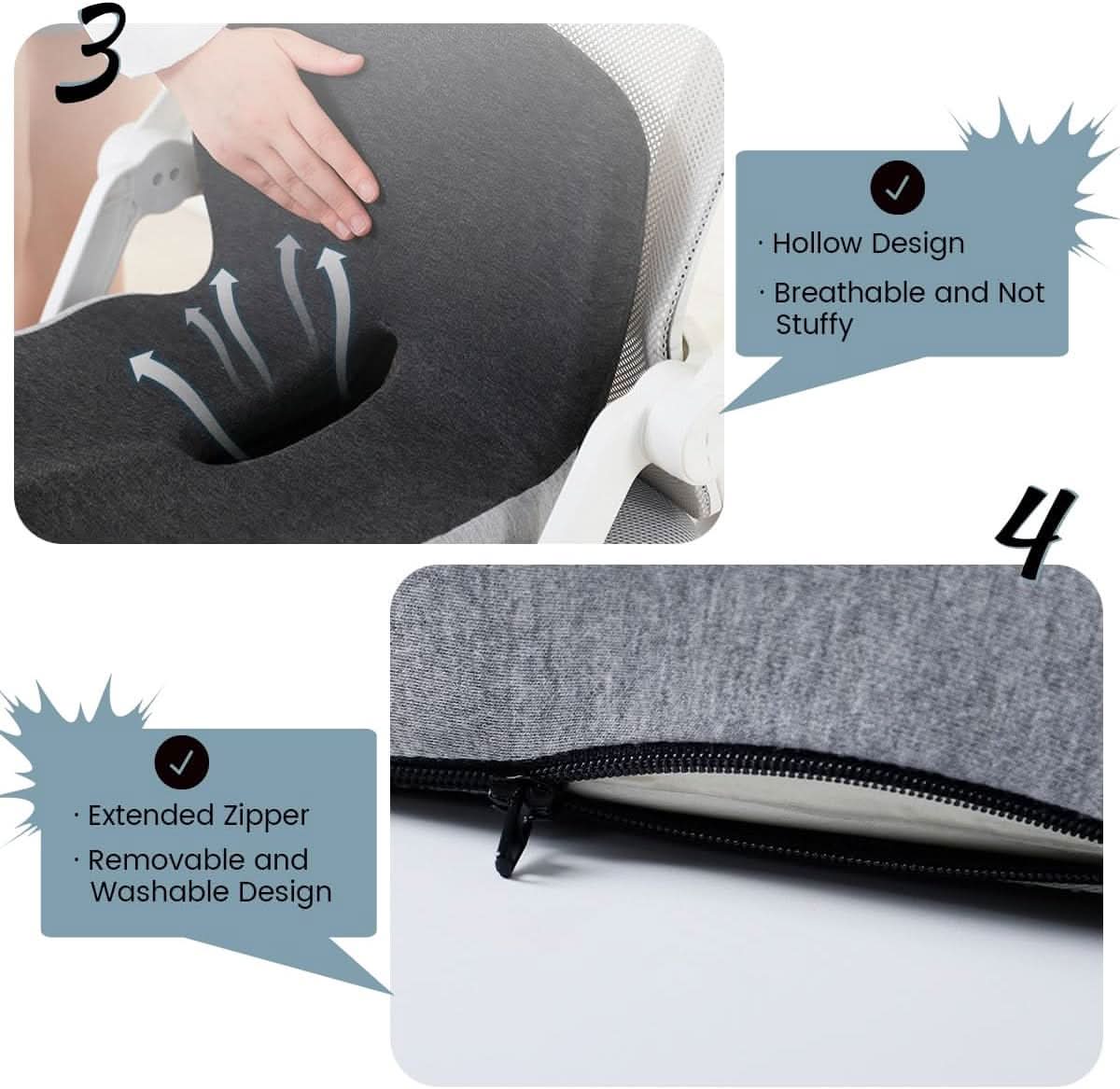 POSTURELUX – Memory Foam Seat Cushion Posture Support Pad