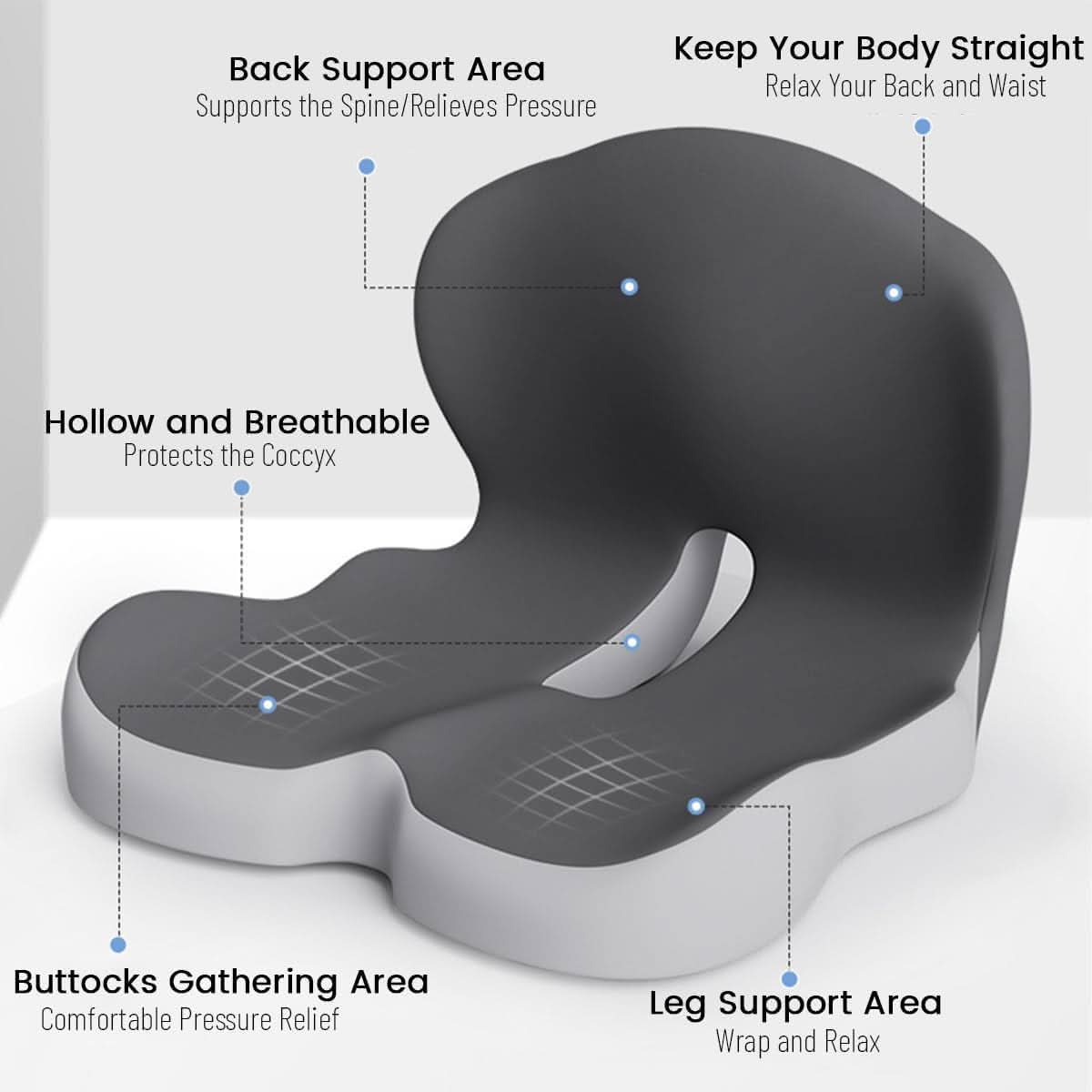POSTURELUX – Memory Foam Seat Cushion Posture Support Pad