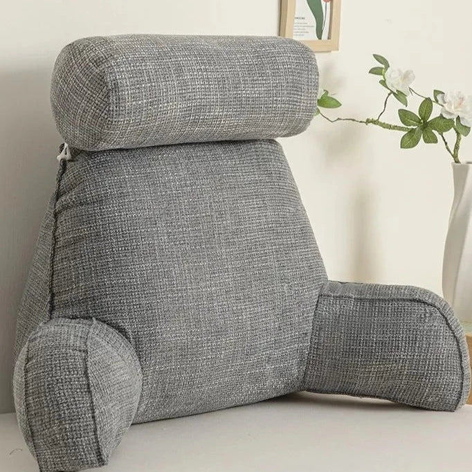 Ergonomic Lumbar Support Pillow with Adjustable Headrest & Soft Armrests | Back Support for Pain Relief and Comfort