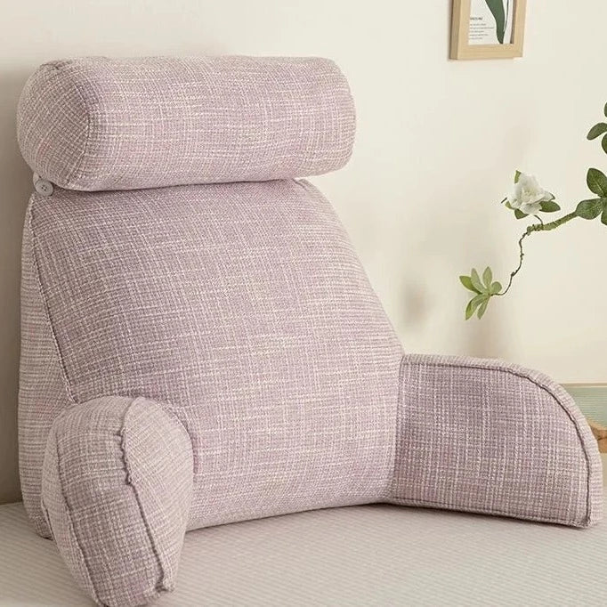 Ergonomic Lumbar Support Pillow with Adjustable Headrest & Soft Armrests | Back Support for Pain Relief and Comfort