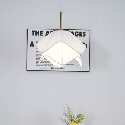 Layered Flower Petal Hanging Light Fixture White and Gold 24-Inch Diameter Adjustable Drop for Dining Room Kitchen Bedroom Above Table or Is