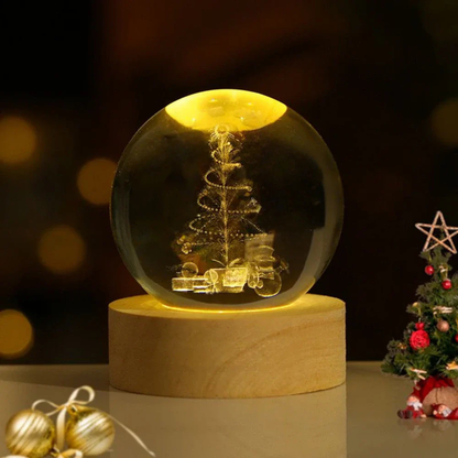 Ethereal Glow | Decorative Light with Engraved Crystal Ball & Warm White LED | Unique Home Decor for Tranquil Ambiance