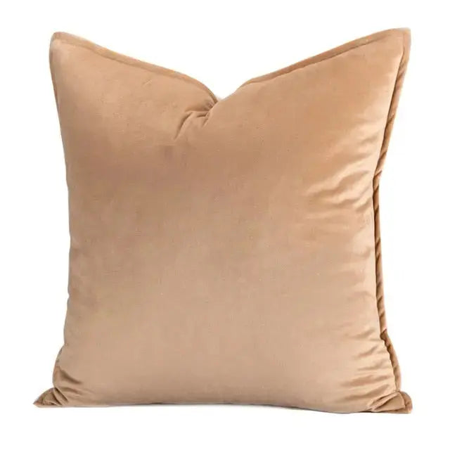 Plush Velvet Throw Pillow Cover 18x18 Inch Beige Hidden Zipper for Couch Bedroom Accent Decor Square Cushion Case Soft Home Textiles